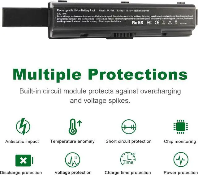 Alt view image 5 of 7 - 7800mAh PA3727U-1BRS PA3535U-1BRS PABAS098 PABAS099 PABAS174 Laptop Battery for Toshiba Satellite A200 A205 A210 A300 A305 A350 A505 A505-S6005 A505-S6980 L305 L300 L450 L455 L450D L500 L505