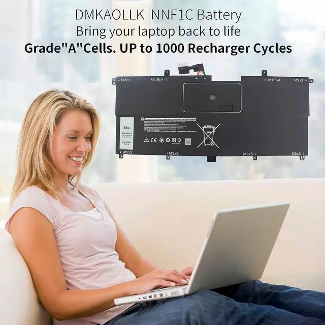 Alt view image 2 of 7 - DMKAOLLK NNF1C Laptop Battery for Dell XPS 13 2 in 1 9365 XPS 13 9365 2-in-1 2017 XPS 13-9365-D1605TS D1805TS D2805TS D3605TS D3805TS D4605TS Series HMPFH 0NNF1C NP0V3 0HMPFH P71G P71G001 7.6V 46WH