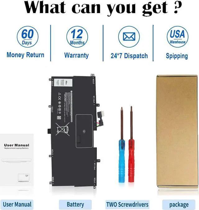 Alt view image 6 of 7 - DMKAOLLK NNF1C Laptop Battery for Dell XPS 13 2 in 1 9365 XPS 13 9365 2-in-1 2017 XPS 13-9365-D1605TS D1805TS D2805TS D3605TS D3805TS D4605TS Series HMPFH 0NNF1C NP0V3 0HMPFH P71G P71G001 7.6V 46WH