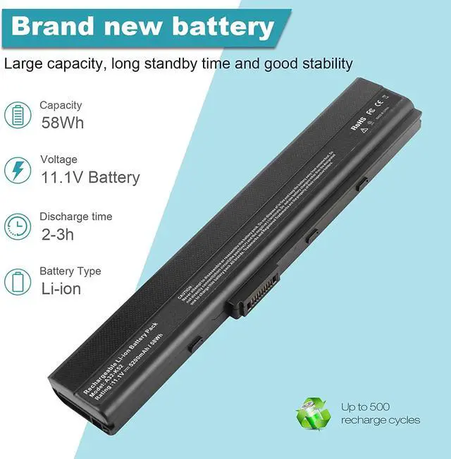 Alt view image 2 of 7 - A32-K52 Laptop Battery for ASUS A52F A52J K52F X52N X52J X52F K52D K52J X5IJ K52 K52D K52DE K52DE-EX064V K52F-B1 K52F-BBR5 K52F-BBR9 K52f-c1 K52F-C2B K52FK52F-A1 K52f-SX051V K52N-EX035V K52Xi