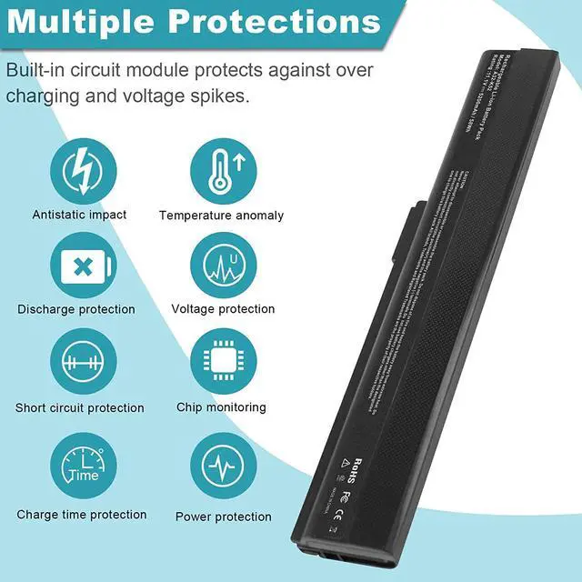 Alt view image 4 of 7 - A32-K52 Laptop Battery for ASUS A52F A52J K52F X52N X52J X52F K52D K52J X5IJ K52 K52D K52DE K52DE-EX064V K52F-B1 K52F-BBR5 K52F-BBR9 K52f-c1 K52F-C2B K52FK52F-A1 K52f-SX051V K52N-EX035V K52Xi