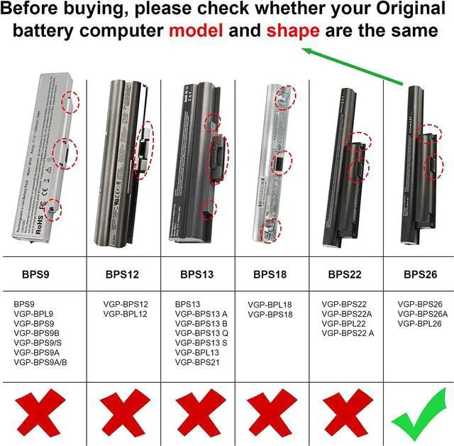 Alt view image 7 of 7 - BPS26 New Laptop Battery fit Sony VAIO VGP-BPS26 VGP-BPL26 VGP-BPS26A PCG-61A12L PCG-61A13L PCG-61A14L PCG-71713L PCG-71912L PCG-71913L -Futurebatt