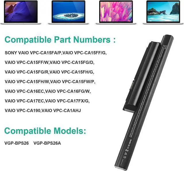 Alt view image 5 of 7 - BPS26 New Laptop Battery fit Sony VAIO VGP-BPS26 VGP-BPL26 VGP-BPS26A PCG-61A12L PCG-61A13L PCG-61A14L PCG-71713L PCG-71912L PCG-71913L -Futurebatt
