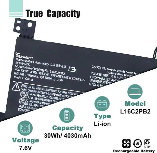 Alt view image 2 of 7 - BOWEIRUI L16C2PB2 L16M2PB1 Laptop Battery Replacement for Lenovo IdeaPad 330 Battery 330-15IKB 320-15IKB 320-15AST 320-17IKB S145-15AST 320-15ABR 320-14AST Series L16L2PB2 L16L2PB1 L16S2PB1 L16C2PB1