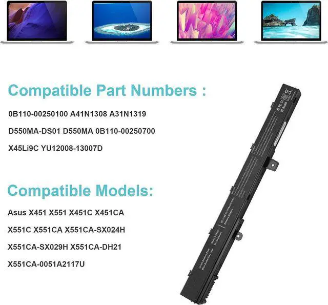 Alt view image 6 of 7 - Fancy Buying Laptop Battery for Asus X551M X551 X551C X551CA X551MA X451 X451C Series A41 D550 0B110-00250100 A31N1319 A41N1308 A31LJ91 High Performance Battery