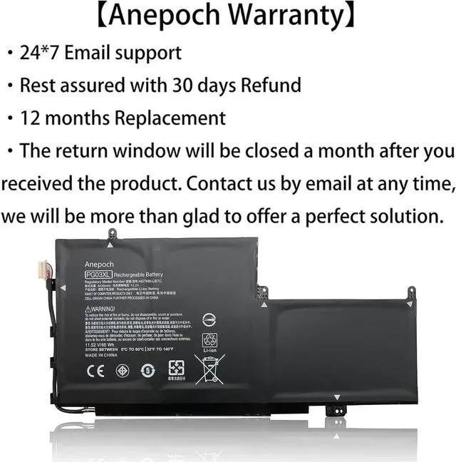Alt view image 2 of 7 - PG03XL 831532-421 Laptop Battery Replacement for HP Spectre X360 15-AP012DX 15-AP011DX 15-AP000NA 15-AP000NX 15-AP001NF 15-AP002NG Series 831532-422 HSTNN-LB7C 831758-005 11.55V 65Wh 5680mAh