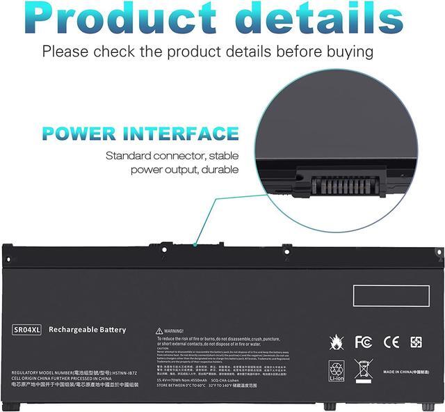 Alt view image 6 of 7 - TREE.NB SR04XL 917724-855 Replacement Laptop Battery for Hp Pavilion 15-CB000 Power 15-CB000 15-CE015DX 15-CE000 15-DC0000 Series 917678-1B1 917678-2B1 HSTNN-DB7W HSTNN-IB7Z