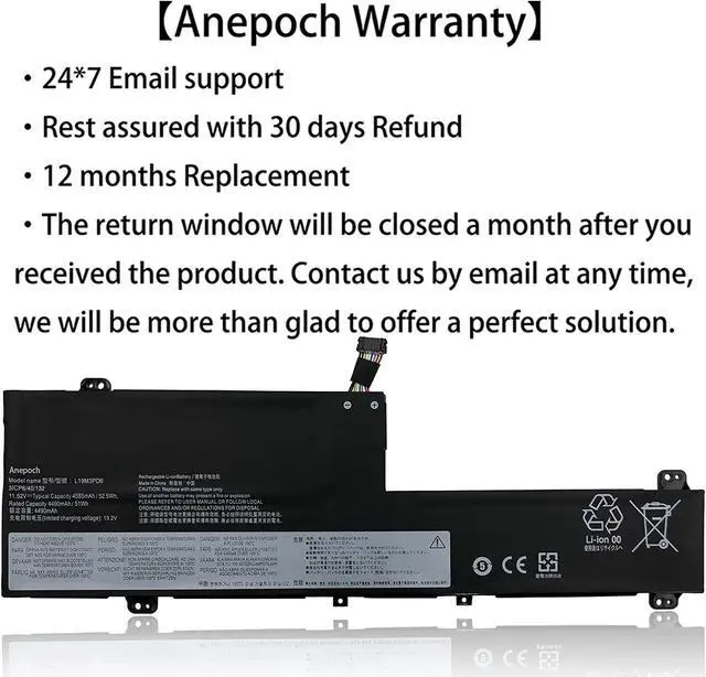 Alt view image 3 of 7 - L19M3PD6 L19L3PD6 Laptop Battery Replacement for Lenovo Flex 5-15IIL05 5-14IIL05 5-14ARE05 82DF 81X2 Series Notebook L19C3PD6 L19L3PD6 L19D3PD6 SB10X49074 SB10X49076 11.55V 52.5WH 4550mAh