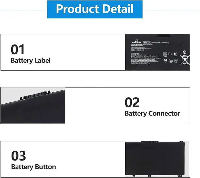 Alt view image 3 of 6 - Amanda TF03XL Laptop Battery Replacement for HP Pavilion 15-CC 15-CD 17-AR Series 15-cc154cl 15-cc060wm 15-cc152od 15-cc055od 15-cd040wm 17-AR007CA 17-AR050WM 920046-121 920070-855 HSTNN-IB7Y