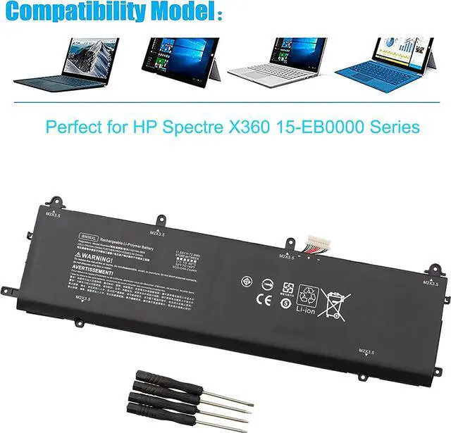 Alt view image 2 of 7 - BN06XL Battery for HP Spectre X360 15-EB0000 Series 15-EB0043DX 15-EB0053DX 15-EB1043DX 15-EB0005UR 15-EB0005NI Series Laptop BN06072XL HSTNN-IB9A L68299-005 L68235-1C1