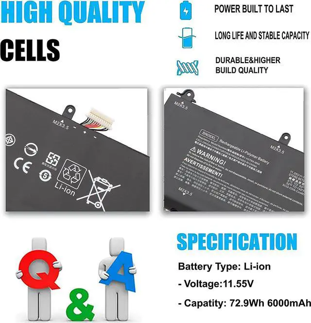 Alt view image 4 of 7 - BN06XL Battery for HP Spectre X360 15-EB0000 Series 15-EB0043DX 15-EB0053DX 15-EB1043DX 15-EB0005UR 15-EB0005NI Series Laptop BN06072XL HSTNN-IB9A L68299-005 L68235-1C1