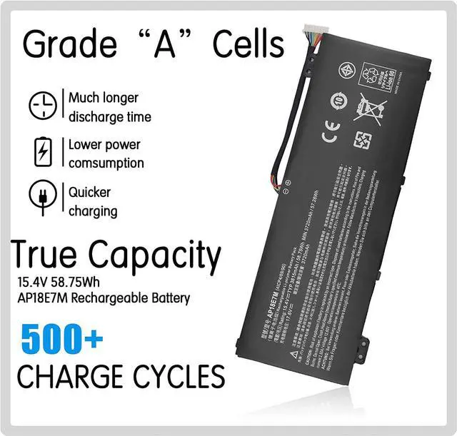 Alt view image 2 of 7 - AP18E7M AP18E8M Battery for Acer Nitro 5 AN515-54 AN517-51 AN517-52 AN515-55 AN515-52 AN515-43 AN515-44 AN515-45 Nitro 7 AN715-51 Aspire 7 A715-74G, Predator Helios 300 PH315-52 PH315-53 PH317-53.