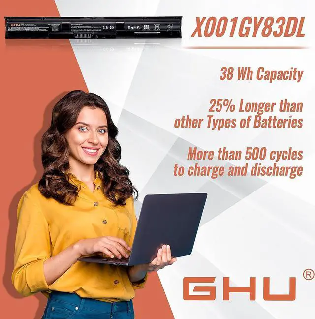 Alt view image 5 of 7 - GHU New Battery 38 Wh 2600mAh K104 KI04 HSTNN-LB6S HSTNN-LB6T 800049-001 Compatible with HP Pavilion 14-ab 15-ab 17-g 14.8V 4 Cell 800009-421 800010-421 800049-421 800049001 800050-001 KIO4