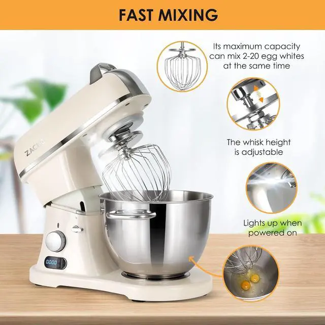 Alt view image 5 of 7 - 8.4QT Commercial Stand Mixer 800W with NSF Certified and Aluminum Die Casting, Mixers Kitchen Electric Stand Mixer Metal Food Mixer with Stainless Steel 8L Bowl, Dough Hook, Whisk and Beater