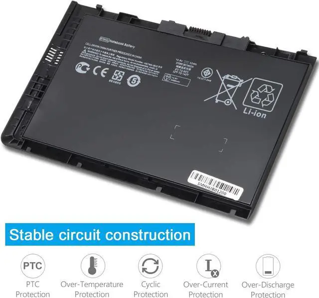 Alt view image 5 of 6 - BT04XL Laptop Battery for HP Elitebook Folio 9470 9470m 9480m Fit BT04 BT06 BT06XL BA06 BA06XL C8K21PA H4Q47AA 687945-001 696621-001 HSTNN-IB3Z HSTNN-DB3Z HSTNN-I10C 14.8V / 52Wh