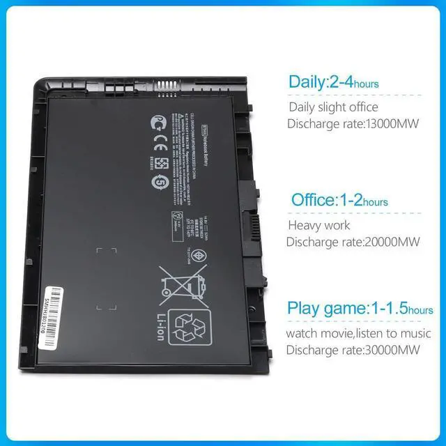 Alt view image 4 of 6 - BT04XL Laptop Battery for HP Elitebook Folio 9470 9470m 9480m Fit BT04 BT06 BT06XL BA06 BA06XL C8K21PA H4Q47AA 687945-001 696621-001 HSTNN-IB3Z HSTNN-DB3Z HSTNN-I10C 14.8V / 52Wh