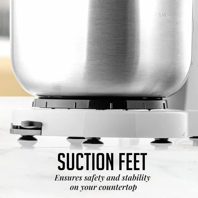 Alt view image 3 of 7 - Electric Stand Mixer with 3.5 Quarts Stainless Steel Mixing Bowl, 5 Speed Portable and Lightweight 250W Kitchen Mixer for Everyday Use, Includes 2 Egg Beater Whisk and Dough Hook, White SM680W