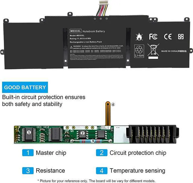 Alt view image 2 of 7 - ME03 ME03XL Laptop Battery for HP Stream 11-D 13-C Series 13-c110nr 13-c010nr 13-c014tu 11-d010nr 11-d020nr 11-d010wm 11-d011wm Notebook 787521-005 787089-541 TPN-Q154 TPN-Q155 TPN-Q156 HSTNN-UB6M