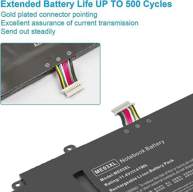 Alt view image 4 of 7 - ME03 ME03XL Laptop Battery for HP Stream 11-D 13-C Series 13-c110nr 13-c010nr 13-c014tu 11-d010nr 11-d020nr 11-d010wm 11-d011wm Notebook 787521-005 787089-541 TPN-Q154 TPN-Q155 TPN-Q156 HSTNN-UB6M