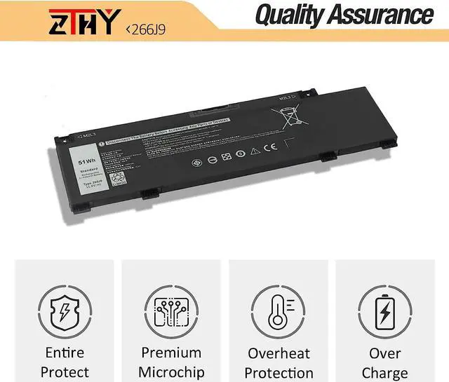 Alt view image 5 of 7 - ZTHY 266J9 Battery Replacement for Dell G3 15 3500 3590 3790 G5 15 5500 SE 5505 P89F Inspiron 5490 INS 15PR-1545W 1548BR 1645W 1742BR 1742W Series 0415CG C9VNH 0PN1VN 0M4GWP 11.4V 51Wh 3Cell