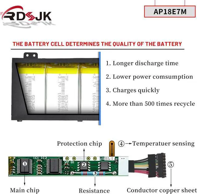 Alt view image 4 of 7 - AP18E7M AP18E8M Laptop Battery for Acer Nitro 5 AN515-43 AN515-44 AN515-52 AN515-54 AN517-51 AN517-52 Nitro 7 AN715-51 Aspire 7 A715-74G Predator Helios 300 PH317-53 Triton 300 PT315-51 15.4V 58.75Wh