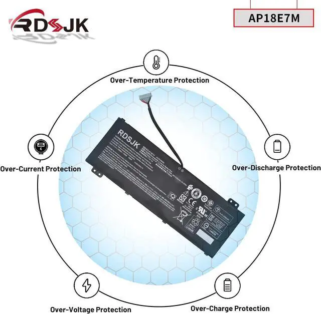Alt view image 6 of 7 - AP18E7M AP18E8M Laptop Battery for Acer Nitro 5 AN515-43 AN515-44 AN515-52 AN515-54 AN517-51 AN517-52 Nitro 7 AN715-51 Aspire 7 A715-74G Predator Helios 300 PH317-53 Triton 300 PT315-51 15.4V 58.75Wh