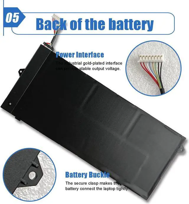 Alt view image 6 of 6 - Dentsing AP13J4K 11.4V 45Wh/3920mAh Laptop Battery Compatible with Acer Chromebook 11.6" 11 C740 C720 C720P CB3-532 Series Notebook AP13J3K KT.00304.001 (4cm Long Cord)