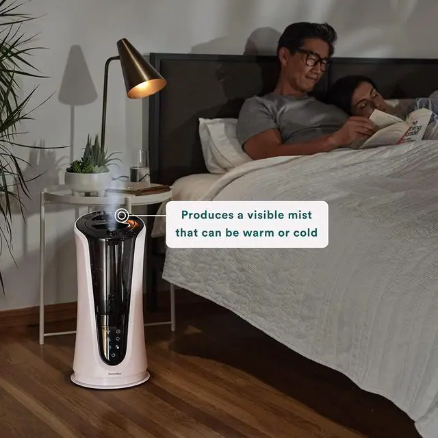 Alt view image 3 of 7 - Homedics Ultrasonic Humidifier  Large Deluxe Air Humidifiers for Bedroom, Plants, Office  Cool and Warm Mist Humidifiers, Essential Oil Pads and Built-In Timer, 5 Mist Settings, White and Black