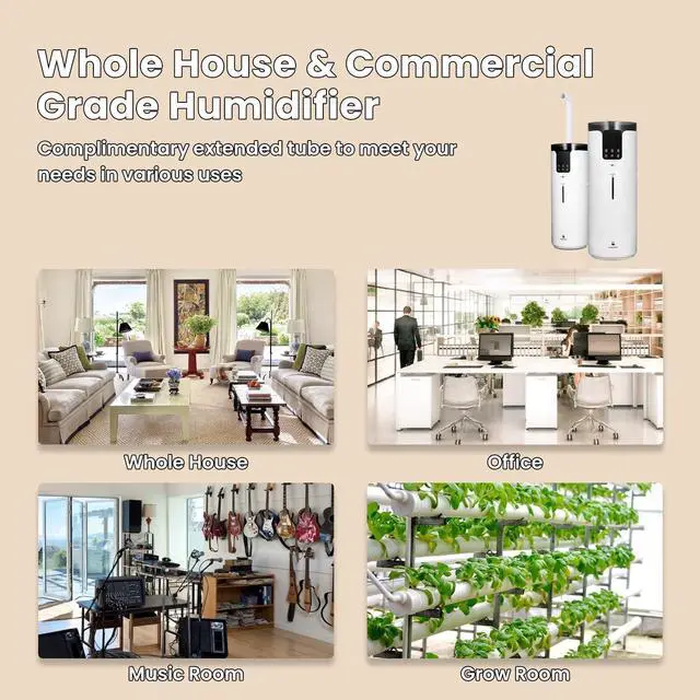 Alt view image 7 of 7 - Humidifier large room, Lacidoll 16L/4.2Gal Whole house Humidifier 2000 sq.ft. Ultrasonic Cool Mist Humidifier for Home with Extension Tube, Quiet Bedroom Humidifier with Aroma Box, White