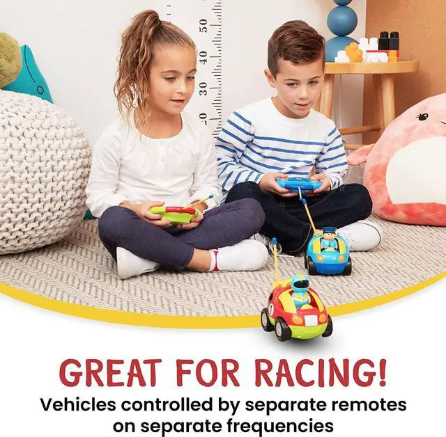 Alt view image 4 of 7 - PREXTEX 2 Pack Cartoon Remote Control Cars - Police Car and Race Car for Toddlers - RC Cars for Kids with Different Frequencies - Easy Remote Control Toy for Boys and Girls - Toddler Gifts 18+ Months