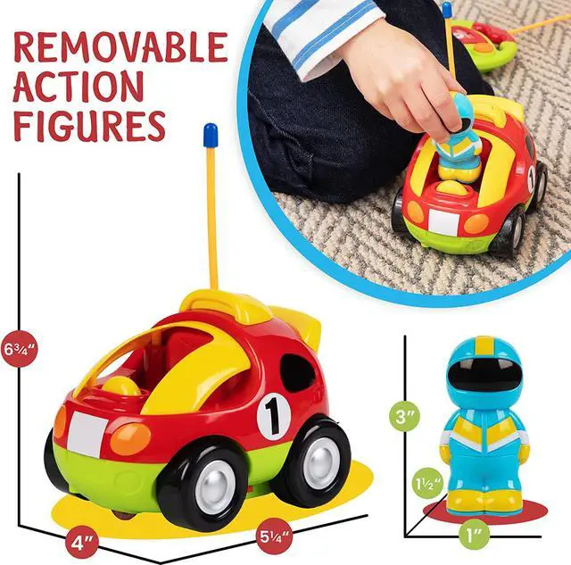 Alt view image 5 of 7 - PREXTEX 2 Pack Cartoon Remote Control Cars - Police Car and Race Car for Toddlers - RC Cars for Kids with Different Frequencies - Easy Remote Control Toy for Boys and Girls - Toddler Gifts 18+ Months