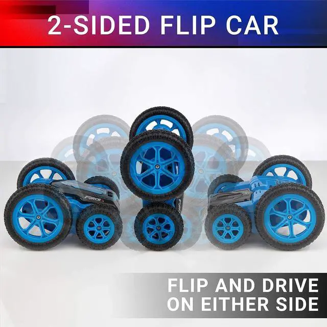 Alt view image 4 of 6 - Force1 Tornado LED Remote Control Car for Kids - Double Sided Fast RC Car, 4WD Off-Road Stunt Car with 360 Flips, All Terrain Tires, LEDs, Rechargeable Toy Car Batteries, and Easy Remote