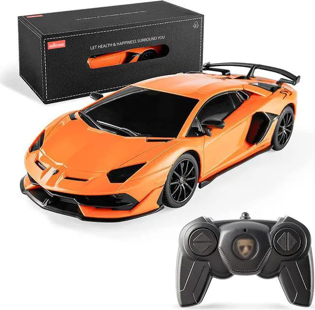 Main image of BEZGAR Remote Control Car Licensed RC Car, 1:24 Lambo Toy Car for Kids, Lambo Aventador SVJ Remote Control Model Car Electric Sport Racing Hobby Car for 3 4 5 Year Old Boy Birthday Gift (Orange)