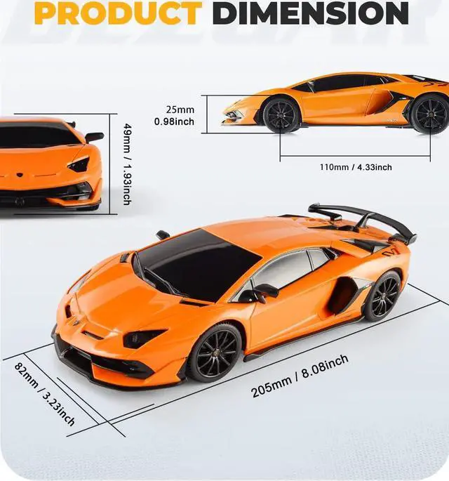 Alt view image 4 of 7 - BEZGAR Remote Control Car Licensed RC Car, 1:24 Lambo Toy Car for Kids, Lambo Aventador SVJ Remote Control Model Car Electric Sport Racing Hobby Car for 3 4 5 Year Old Boy Birthday Gift (Orange)