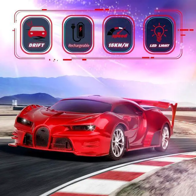 Alt view image 3 of 6 - Remote Control Car 2.4Ghz Rechargeable High Speed 1/18 RC Cars Toys for Boys Girls Vehicle Racing Hobby with Headlight Christmas Birthday Gifts for Kids (Red)