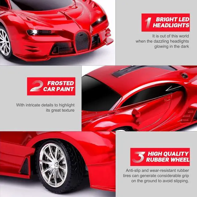 Alt view image 5 of 6 - Remote Control Car 2.4Ghz Rechargeable High Speed 1/18 RC Cars Toys for Boys Girls Vehicle Racing Hobby with Headlight Christmas Birthday Gifts for Kids (Red)