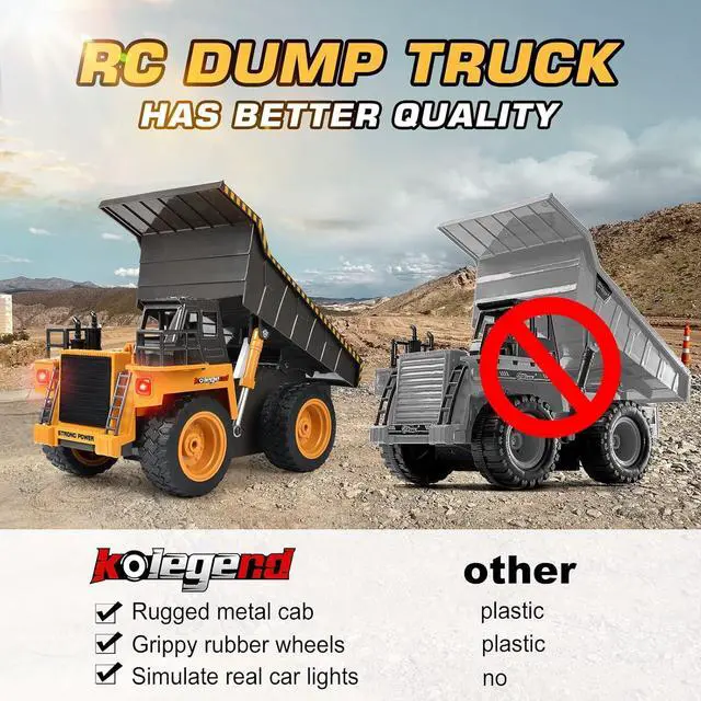 Alt view image 2 of 6 - kolegend Remote Control Dump Truck RC Truck Construction Vehicle Truck Toys with Rechargeable Battery for Toddlers Kids Boys and Girls