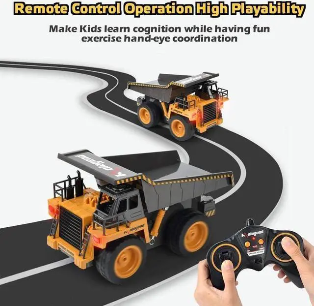 Alt view image 3 of 6 - kolegend Remote Control Dump Truck RC Truck Construction Vehicle Truck Toys with Rechargeable Battery for Toddlers Kids Boys and Girls