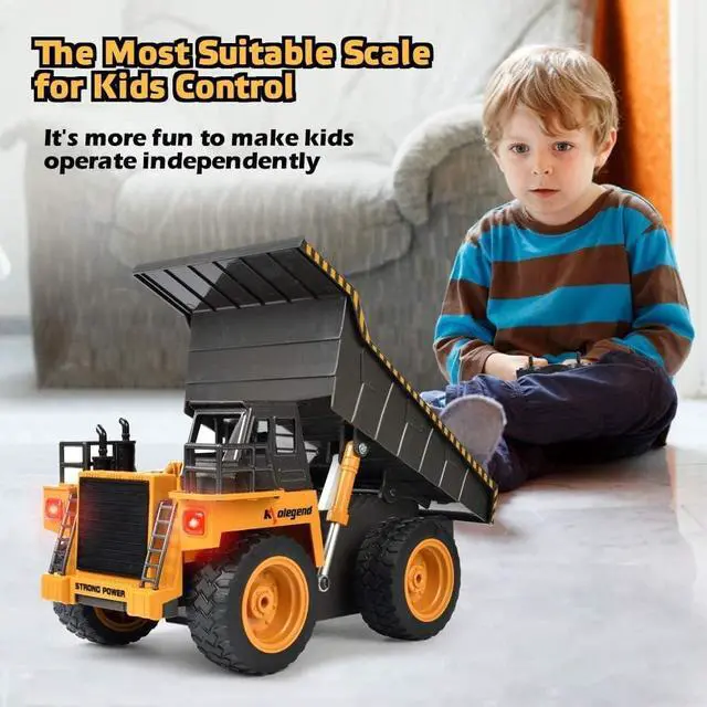 Alt view image 4 of 6 - kolegend Remote Control Dump Truck RC Truck Construction Vehicle Truck Toys with Rechargeable Battery for Toddlers Kids Boys and Girls