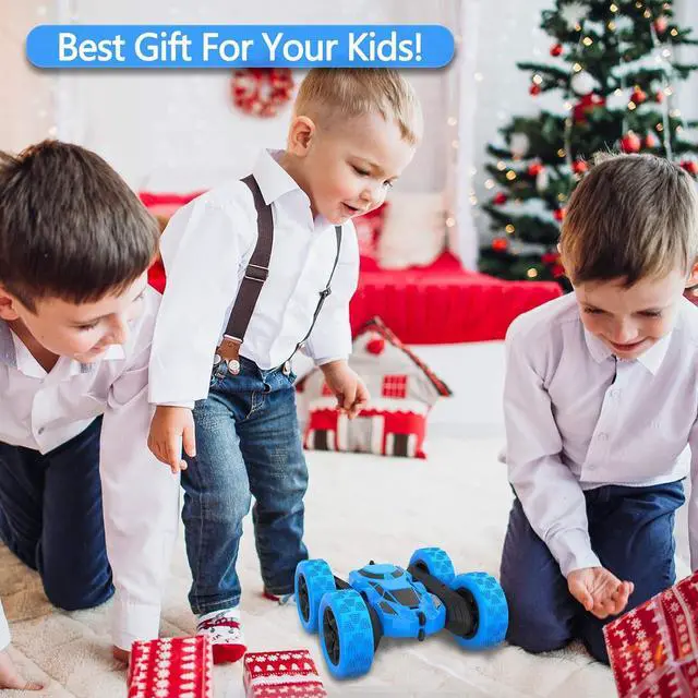 Alt view image 7 of 7 - Remote Control Car Double Sided 360°Rotating 4WD RC Cars with Headlights 2.4GHz Electric Race Stunt Toy Car Rechargeable Toy Cars for Boys Girls Birthday (Blue)
