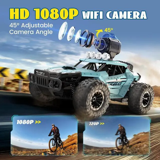 Alt view image 2 of 7 - DEERC RC Cars DE36W Remote Control Car with 1080P HD FPV Camera, 1/16 Off-Road High Speed Monster Trucks for Kids Adults 60 Min Play