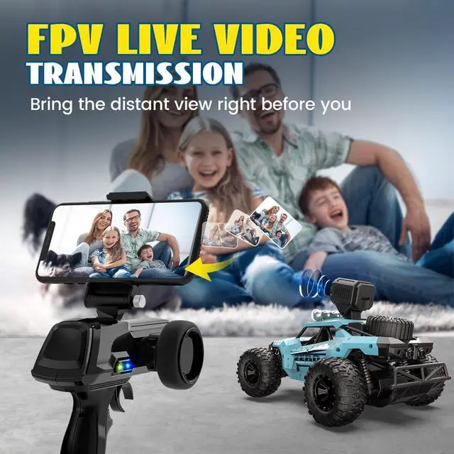 Alt view image 3 of 7 - DEERC RC Cars DE36W Remote Control Car with 1080P HD FPV Camera, 1/16 Off-Road High Speed Monster Trucks for Kids Adults 60 Min Play