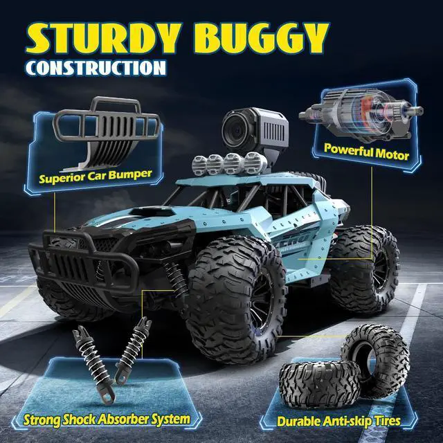 Alt view image 5 of 7 - DEERC RC Cars DE36W Remote Control Car with 1080P HD FPV Camera, 1/16 Off-Road High Speed Monster Trucks for Kids Adults 60 Min Play