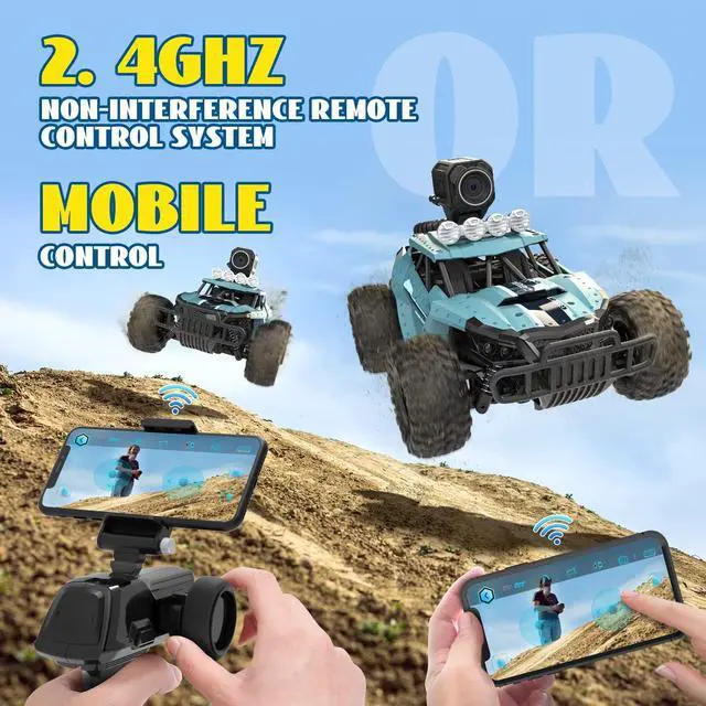 Alt view image 6 of 7 - DEERC RC Cars DE36W Remote Control Car with 1080P HD FPV Camera, 1/16 Off-Road High Speed Monster Trucks for Kids Adults 60 Min Play