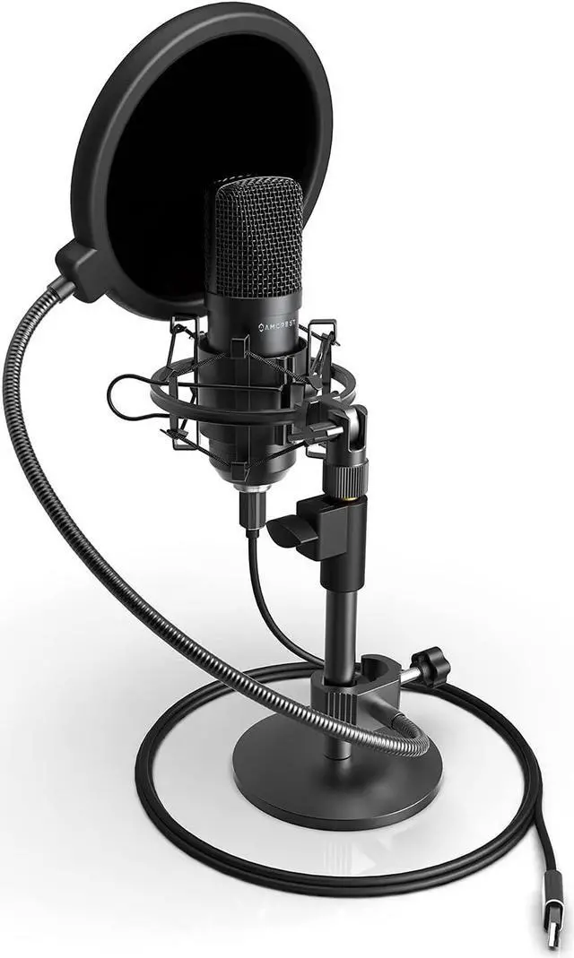 Main image of Podcast Microphone for Streaming, Voice Recording, Gaming, Conferences, Meetings - Included Pop-Filter, Shock Mount, & Adjustable Heavy Metal Stand, USB AM430-PS