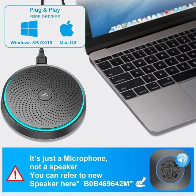 Alt view image 3 of 7 - Conference USB Microphone, ANSTEN Omnidirectional Condenser PC Mic Pick Up Voice 10ft,Ideal for Video Conferencing Recording, Skype, Online Class, Court Report, Compatible with Mac OS X Windows
