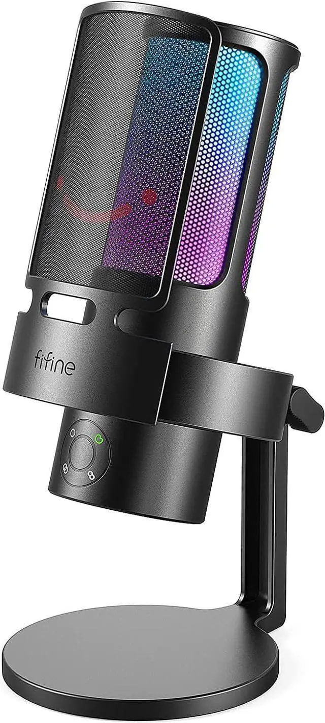 Main image of Gaming USB Microphone, PC Computer Mic with 4 Polar Patterns for Podcast Streaming Recording YouTube, RGB Condenser Desktop Mic for PS4, Mac, with Headphone Jack-AmpliGame A8 Plus