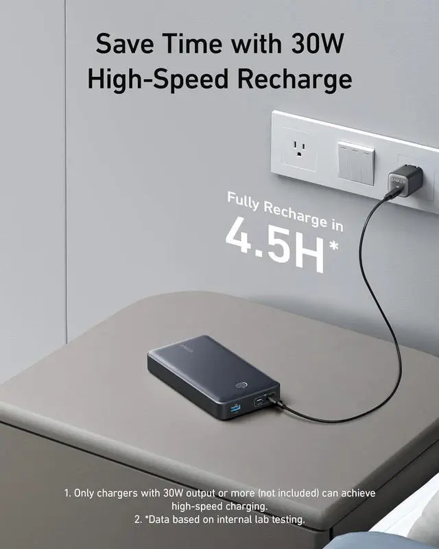 Alt view image 3 of 6 - Anker Power Bank, 24,000mAh Portable Charger 65W Battery Pack (PowerCore 24K for Laptop), for MacBook, iPad Pro, iPhone 14/15/16 Series, Apple Watch Series 5