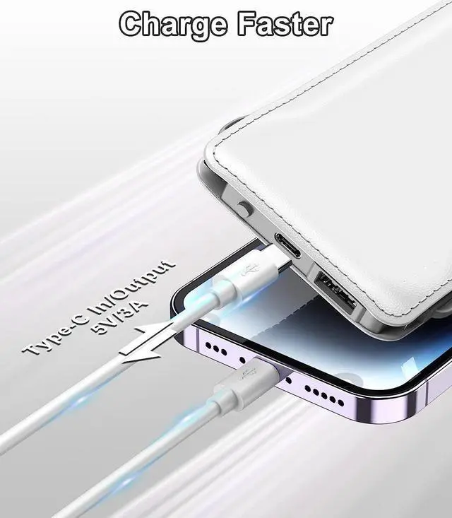 Alt view image 3 of 7 - TG90° Cellphone Portable Charger with Built in Lightning and Android Cables Power Bank 10000mah External Battery Packs, USB-C Portable Battery Backup Charger Compatible with iPhone and Android Phones