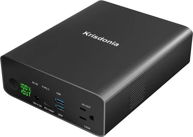 Main image of Krisdonia Power Bank with AC Outlet, Portable Laptop Charger Battery Bank USB C 100W Fast Charging, 80000mAh/296Wh Power Station External Battery Pack 130W/110V for Outdoor Camping Home Office